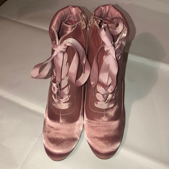 BAMBOO Pink Satin Booties - Picture 3 of 3